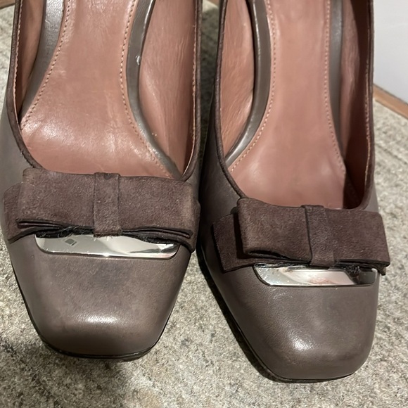 GOEX Heels Women Size8 EU38.5 Taupe Italian Design Medium Heel Insole Square Toe - Picture 11 of 15